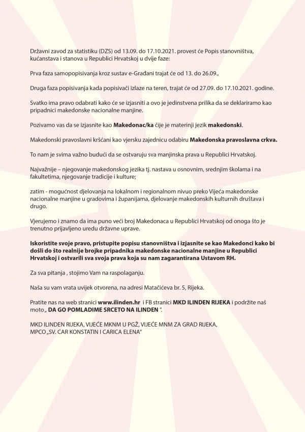 Pristupite popisu stanovništva i izjasnite se kao Makedonci!